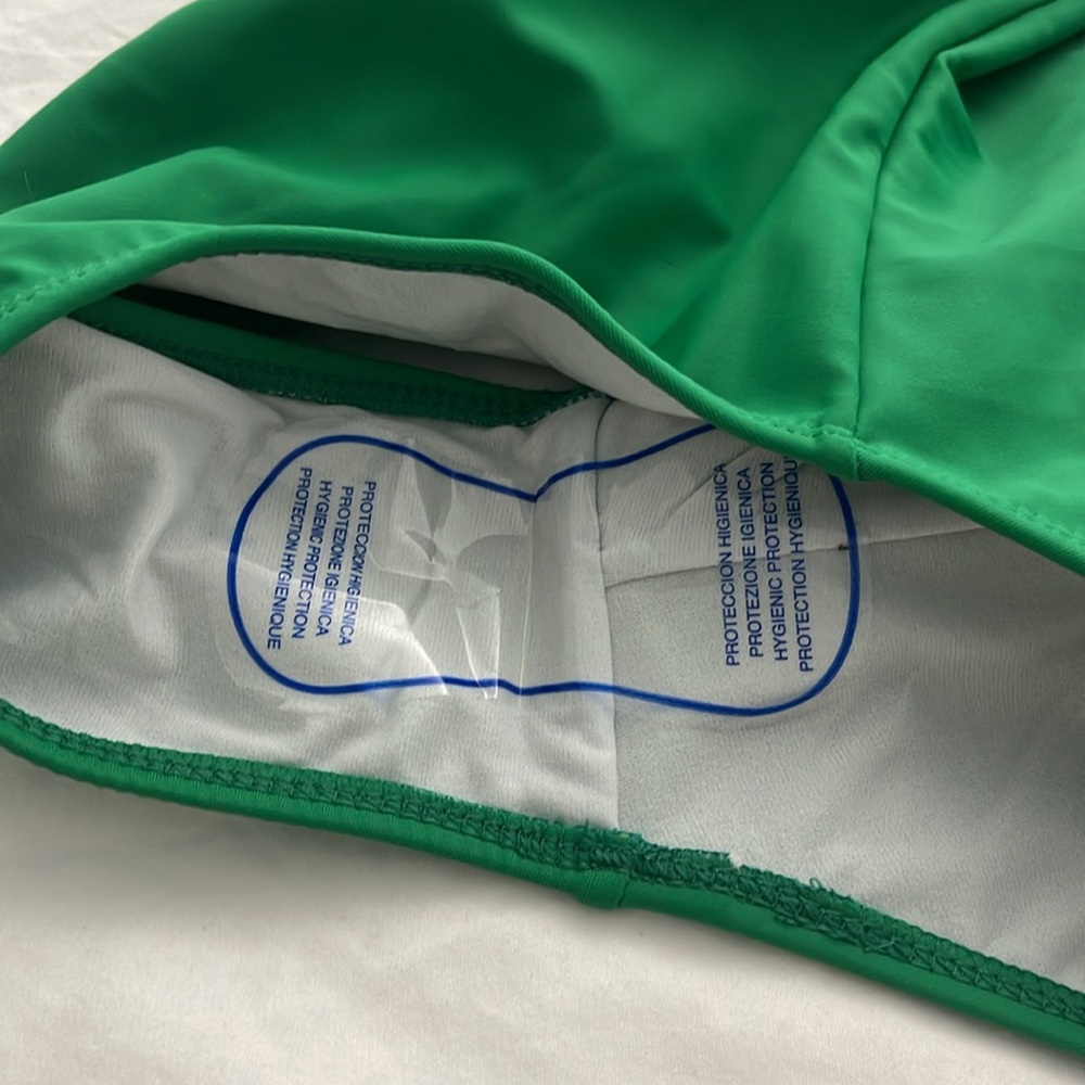 DANIELA CORTE Green One Piece Swimsuit Halter Strap Silver Accent Size Medium - Picture 3 of 13